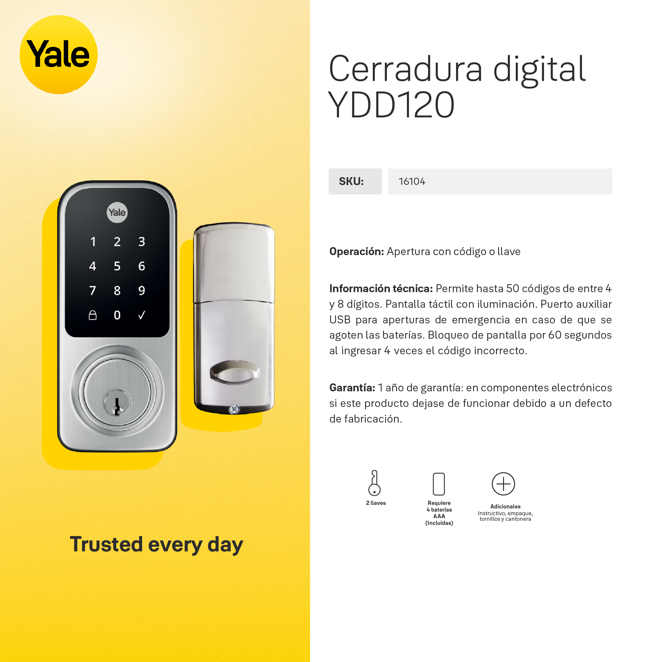 Cerrojo Digital YDD120
