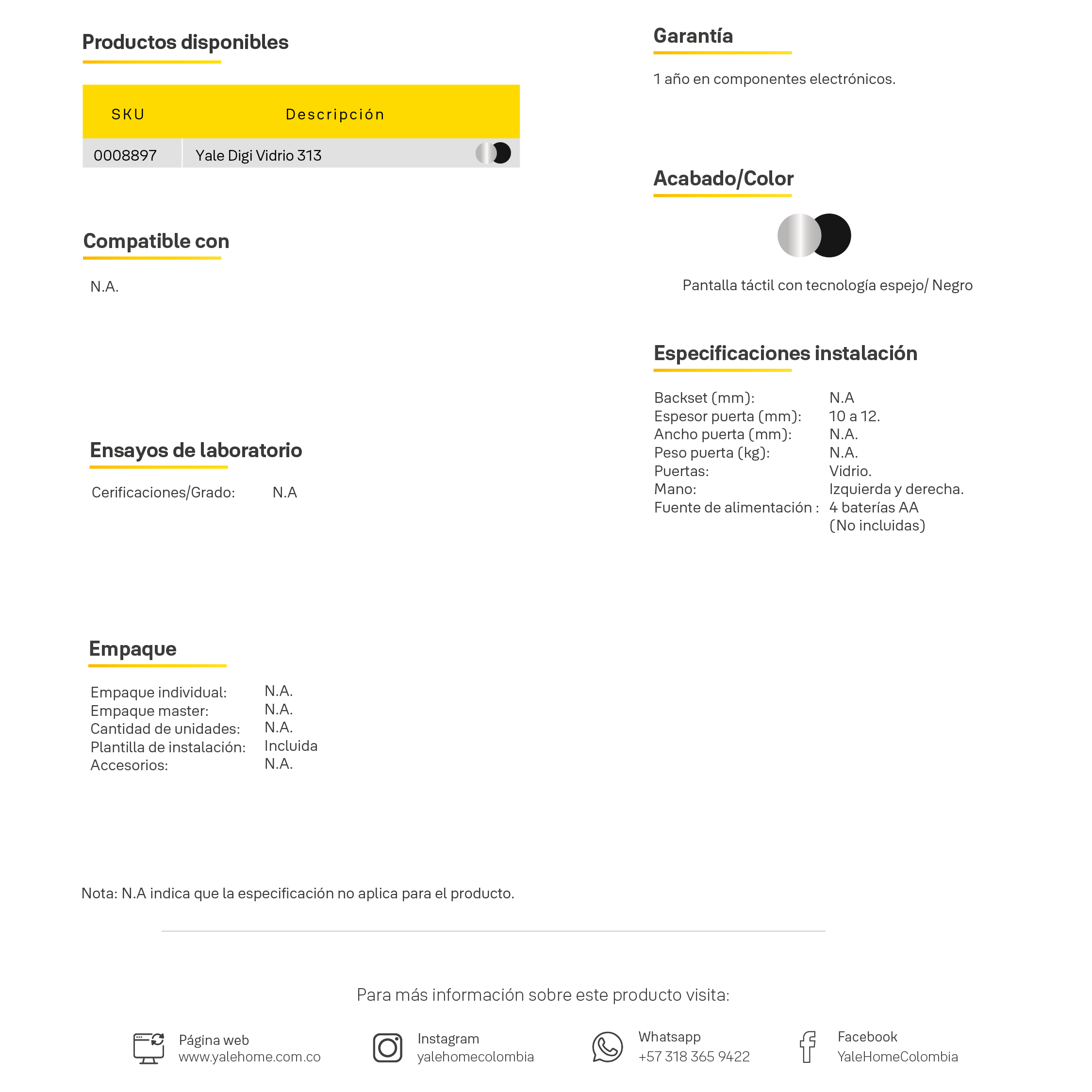 Cerradura Digital YDG313