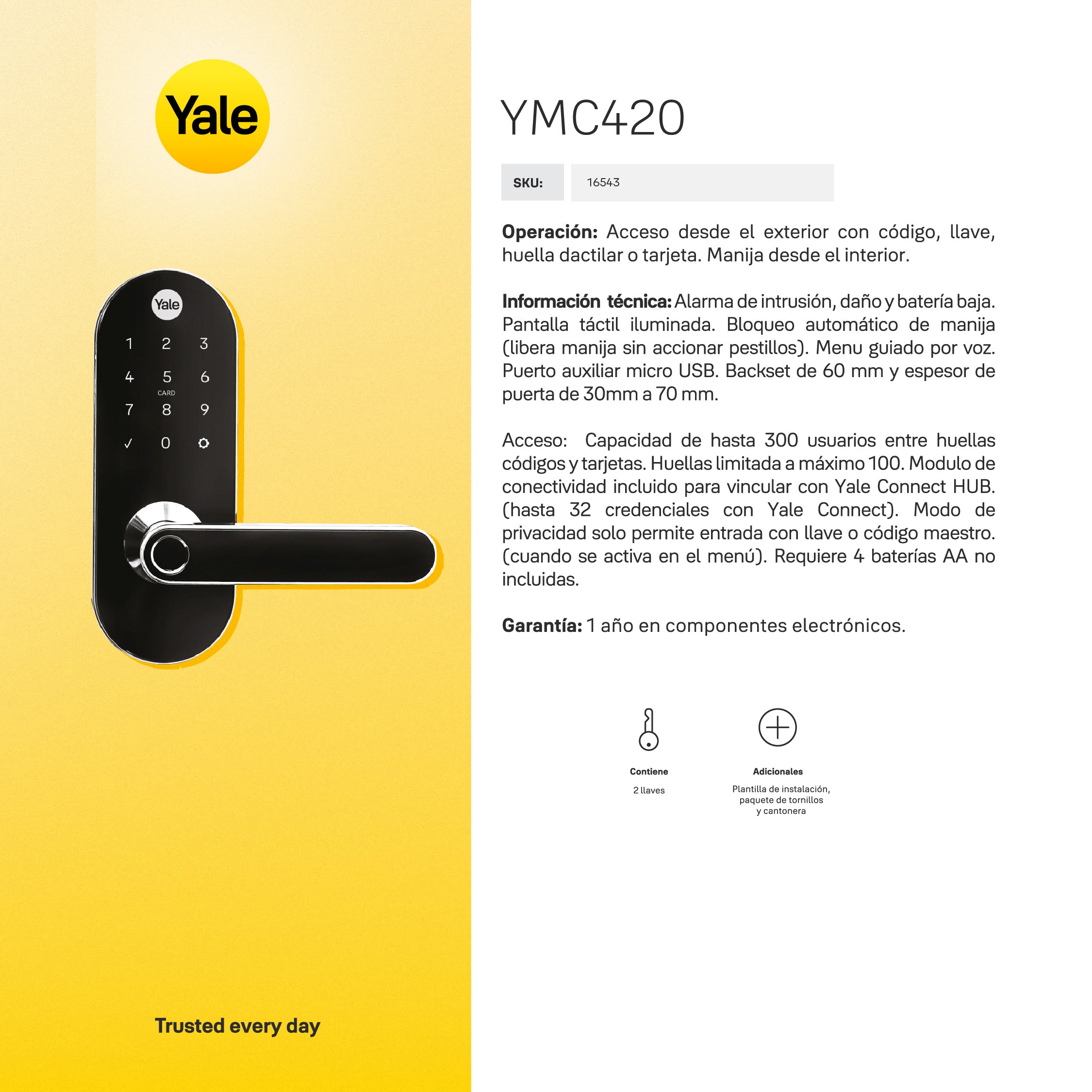 Cerrojo Digital YMC420D + Módulo para abrir desde el celular