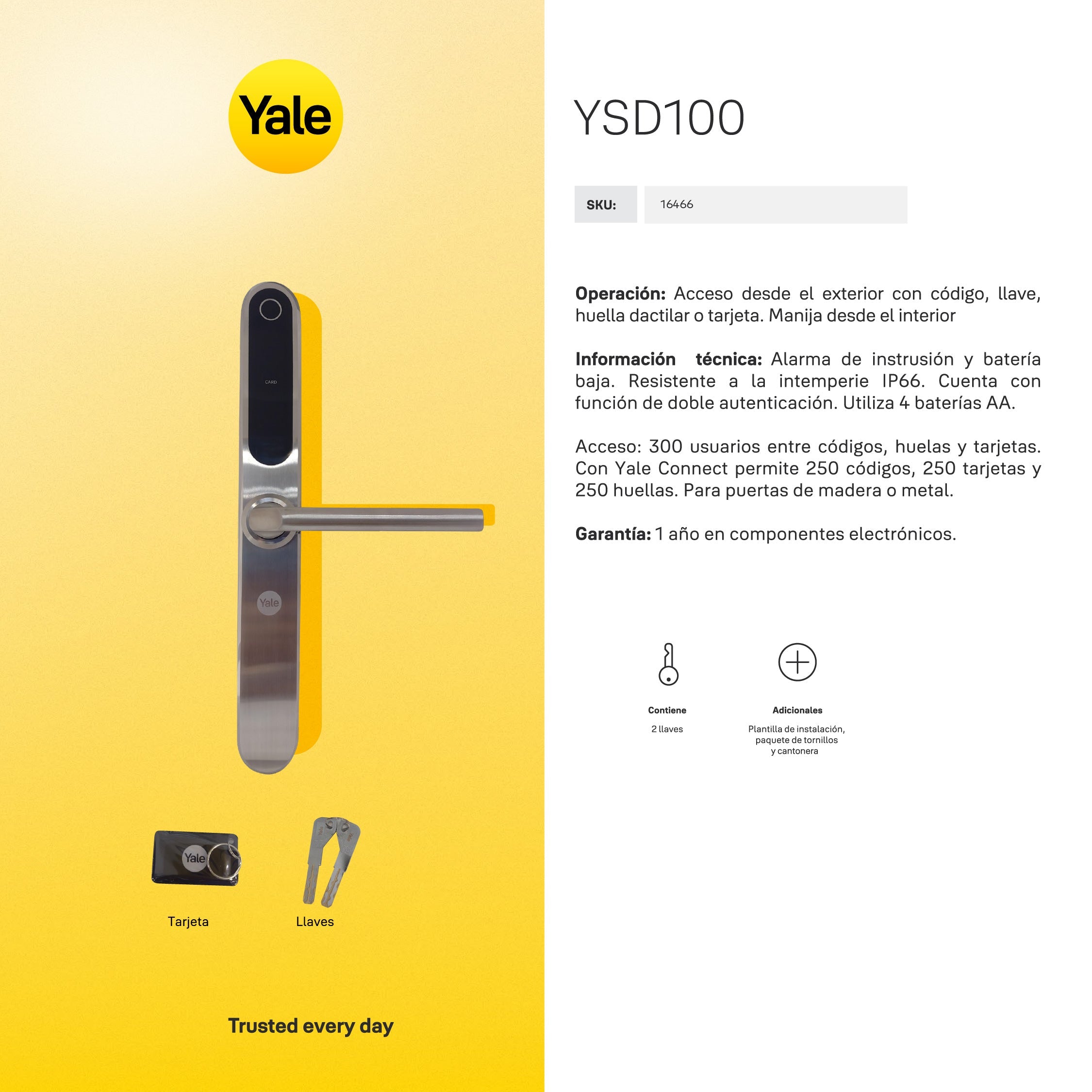 Cerradura Digital YSD100 (puerta abatible)