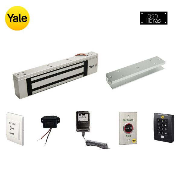 Kit Electroimán 350 libras + Soporte U + Control de Acceso