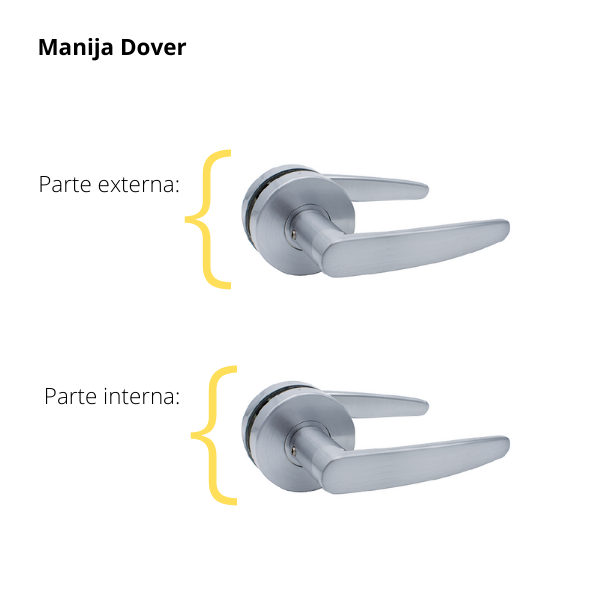 Kit Cerradura de Embutir 50mm + Manija Dover + Cilindro Llave - Llave (llave de sierra)