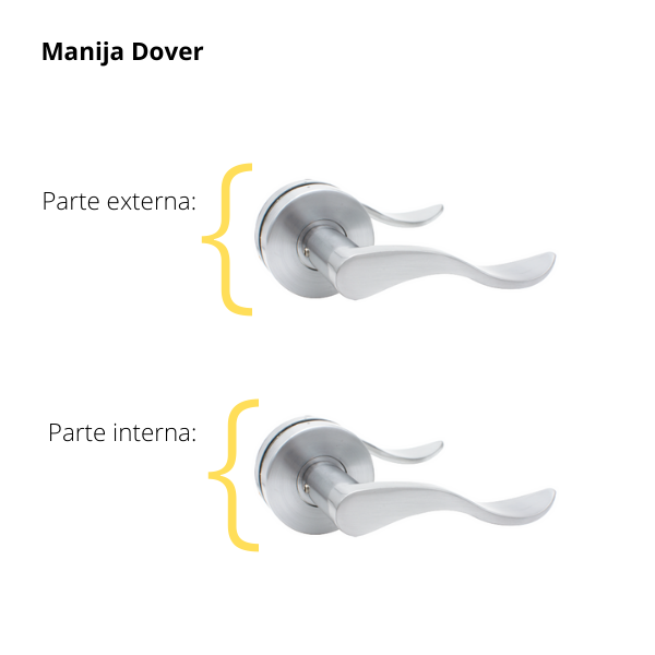 Kit Cerradura de Embutir 4 bulones + Manija Aston + Cilindro Llave - Mariposa (llave de sierra)