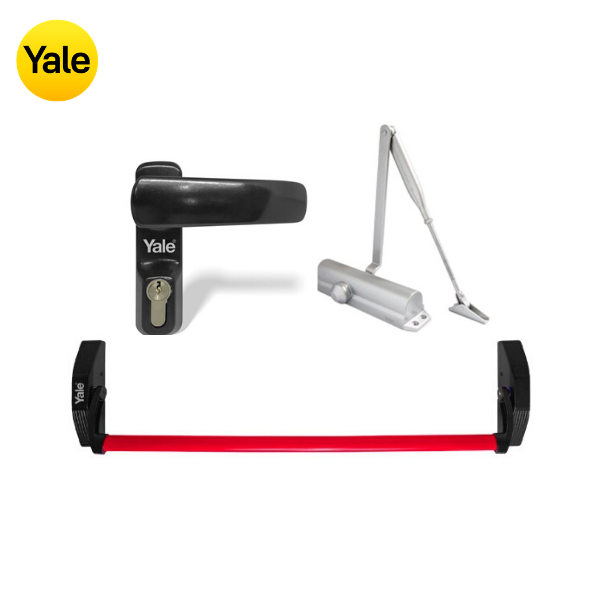 Kit Barra Antipánico Orlando de 1pt + Manija Orión + Brazo Hidráulico 3005