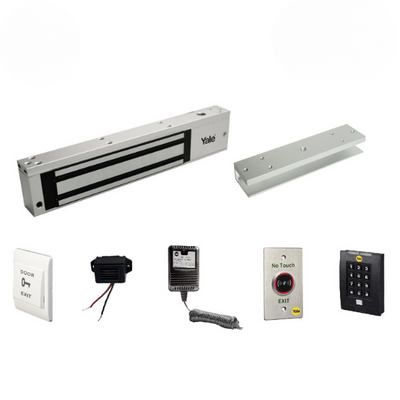 Kit Electroimán 600 libras + Soporte U + Control de Acceso