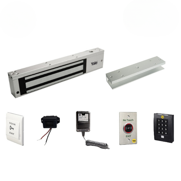 Kit Electroimán 600 libras + Soporte U + Control de Acceso