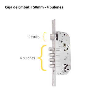 Kit Cerradura de Embutir 4 bulones + Manija Milán con Escudo y Jaladera + Cilindro Llave - Llave (llave de sierra)