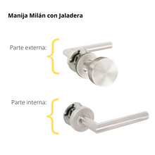 Kit Cerradura de Embutir 4 bulones + Manija Milán con Jaladera + Cilindro Llave - Llave (llave de sierra)