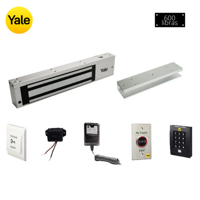 Kit Electroimán 600 libras + Soporte U + Control de Acceso
