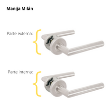 Kit Cerradura de Embutir 50mm + Manija Milán + Cilindro Llave - Llave (llave de sierra)