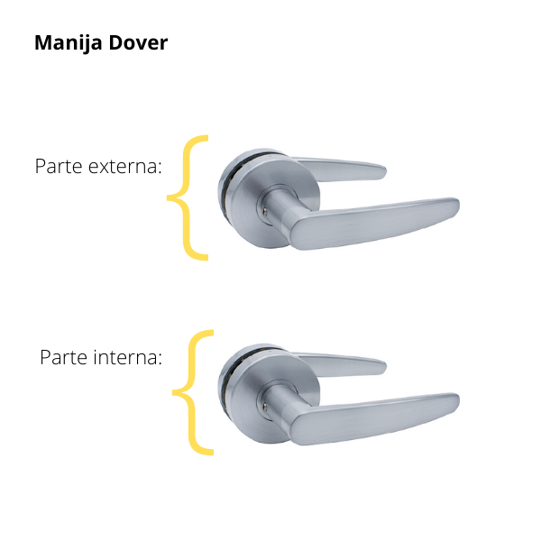 Kit Cerradura de Embutir 50mm + Manija Dover + Cilindro Llave - Llave (llave plana)