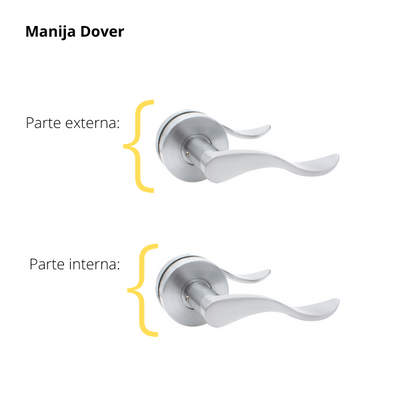 Kit Cerradura de Embutir 4 bulones + Manija Aston + Cilindro Llave - Llave (llave plana)