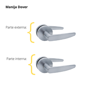 Kit Cerradura de Embutir 50mm + Manija Dover + Cilindro Llave - Mariposa (llave plana)