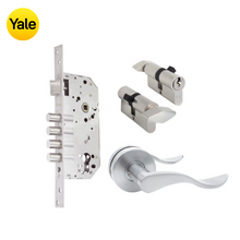 Kit Cerradura de Embutir 4 bulones + Manija Aston + Cilindro Llave - Mariposa (llave de sierra)